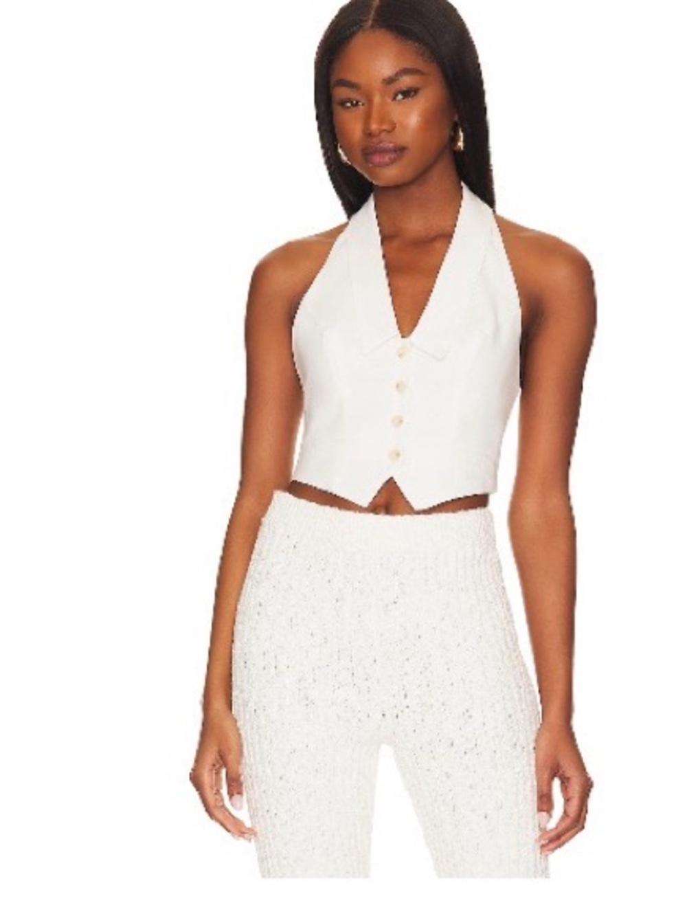 Women's White Halter Crop Vest Top